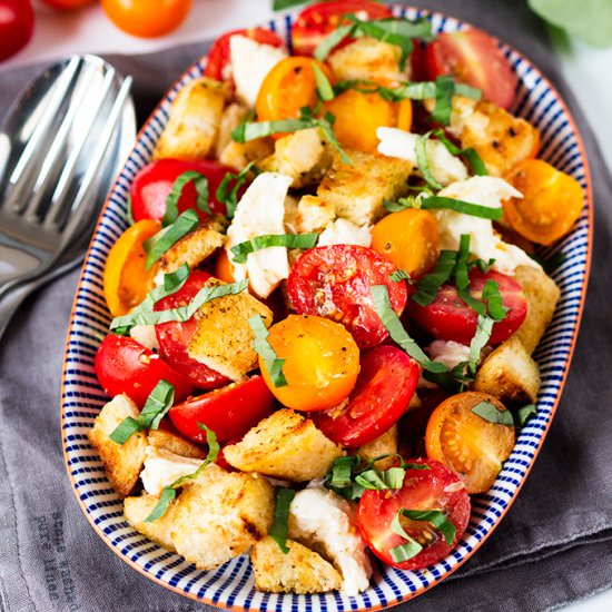 Panzanella Caprese - Recipe photo by KitchenSanctuary