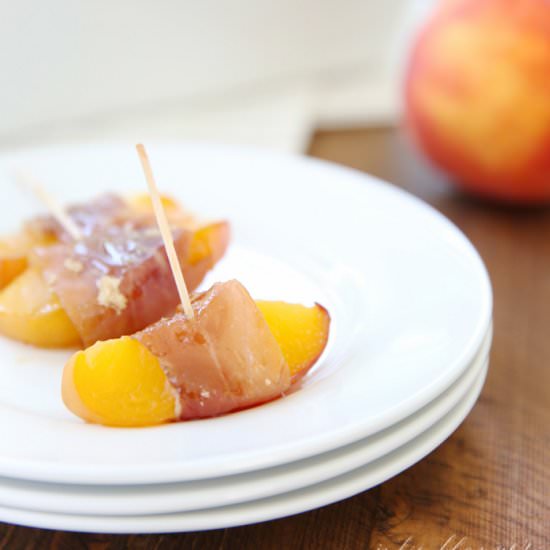 Prosciutto Wrapped Peaches - Recipe photo by CoordinatelyYours