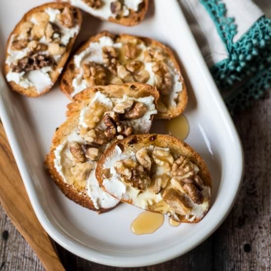 Honey-Walnut & Goat Cheese Crostini - Recipe photo by thewanderlustkitchen