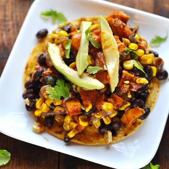Honey-Lime Sweet Potato Tostada - Recipe photo by Mighty Mrs