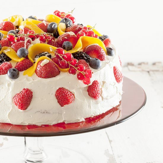 Summer fruit celebration cake - Recipe photo by ohmydish