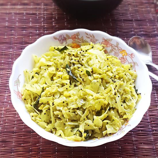 Cabbage with Coconut Stir Fry - Recipe photo by myindiantaste