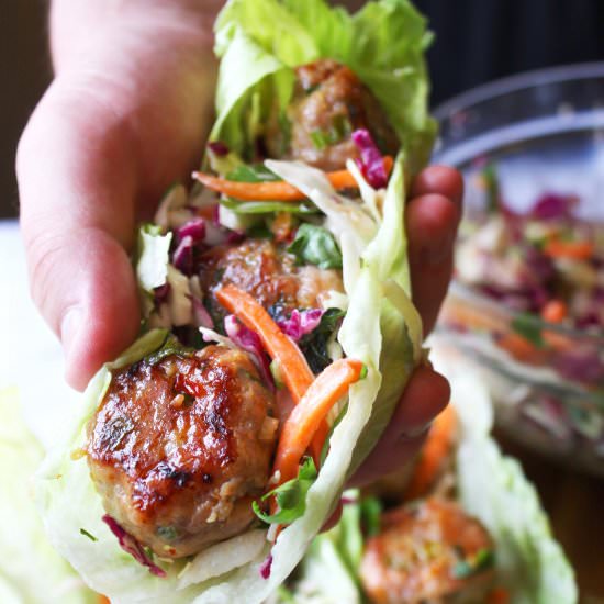 Thai Meatball Lettuce Wraps - Recipe photo by thegarlicdiaries