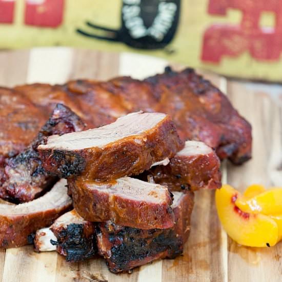 Smoked Baby Back Ribs Peach BBQ Sauce - Recipe photo by Food Done Light