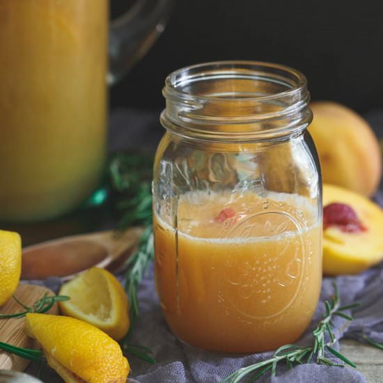 Roasted Peach Rosemary Lemonade - Recipe photo by Running to the Kitchen