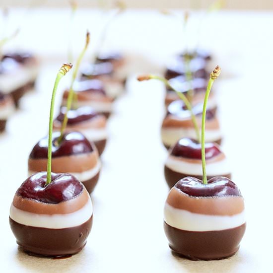 Triple Chocolate Dipped Cherries - Recipe photo by hungrygals