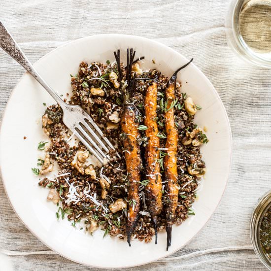 Grilled Carrot & Walnut Salad - Recipe photo by dishing up the dirt