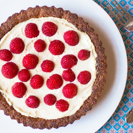 Healthy lemon and raspberry tart - Recipe photo by JENNIFERMEDHURST