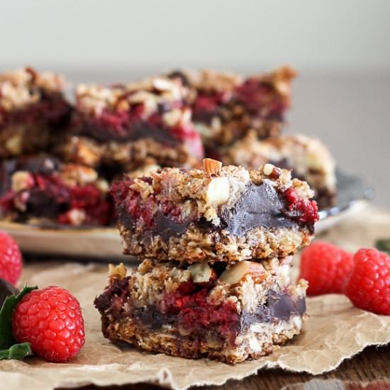 Raspberry Chocolate Chunk Bars - Recipe photo by bakerita