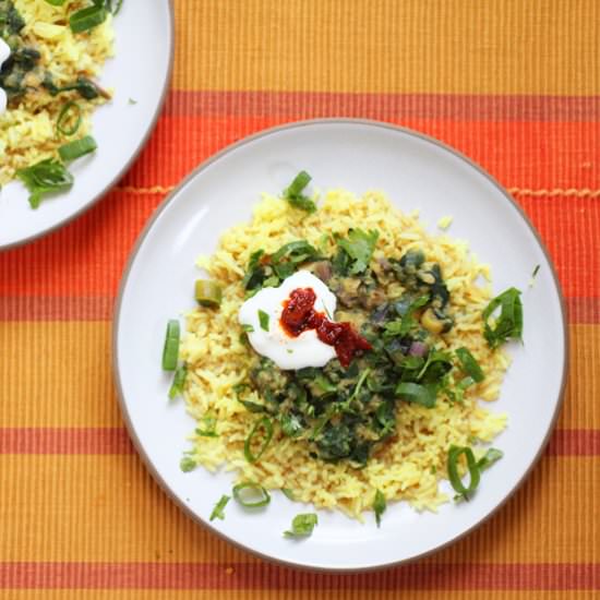 Indian Red Lentils w/ Rainbow Chard - Recipe photo by chitra