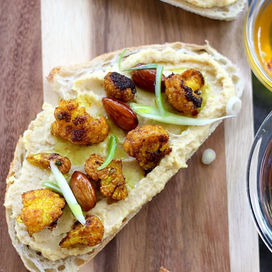 Cauliflower Tartine with Hummus - Recipe photo by gooddinnermom