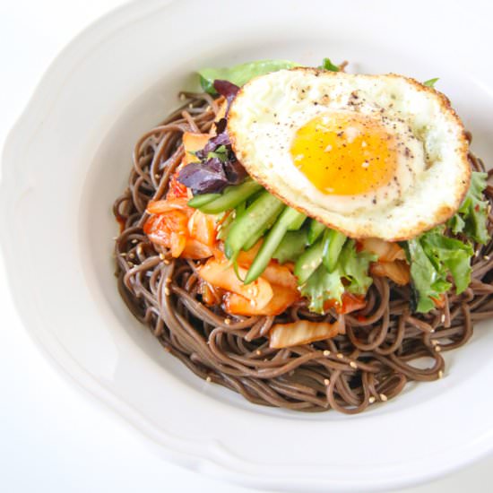 Korean Spicy Kimchi Noodles - Recipe photo by chef julie yoon