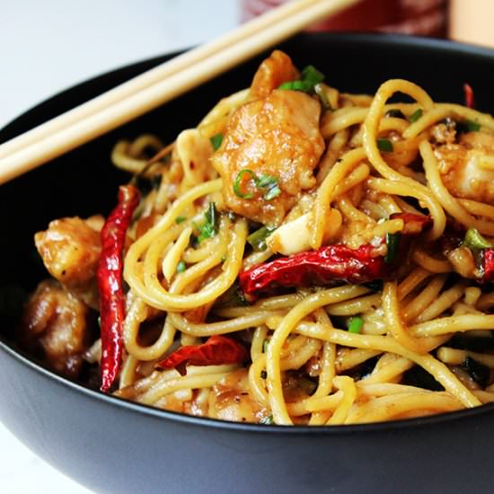 Kung Pao Chicken Spaghetti - Recipe photo by dinnerthendessert