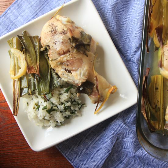 Sage Roast Chicken with Leeks - Recipe photo by day7kitchen