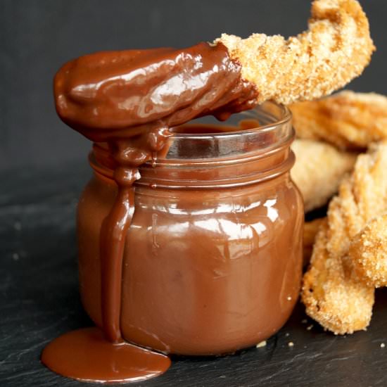 Churros with Warm Chocolate Sauce - Recipe photo by BakedByH