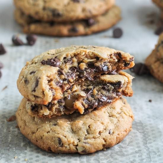 PB Chocolate Chip Caramel Cookies - Recipe photo by bakerita