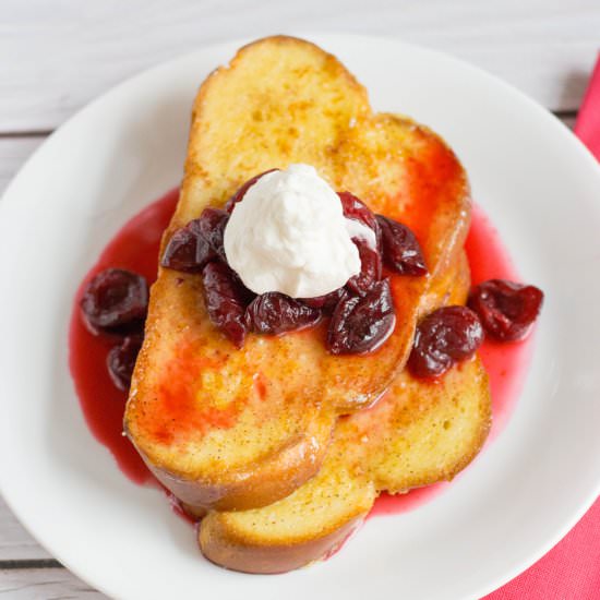French Toast with Brandied Cherries - Recipe photo by My Three Seasons