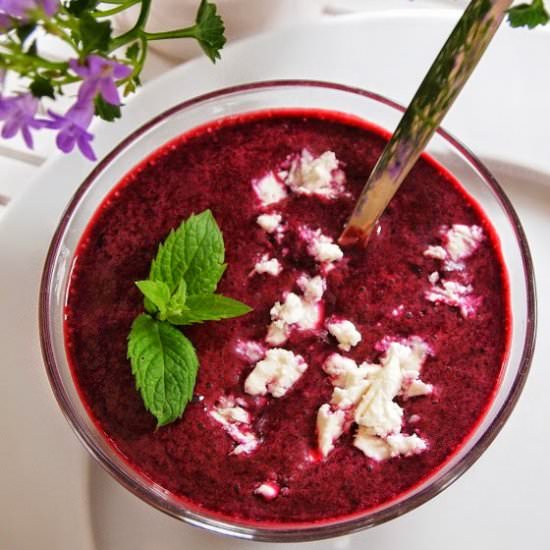 Chilled Blueberry Soup - Recipe photo by whipped cream