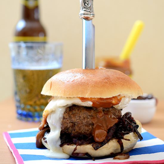 Dulce de Leche Goat Cheese Burgers - Recipe photo by hungrygals