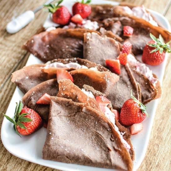 Strawberry Cheesecake Crepes - Recipe photo by pinkwhen
