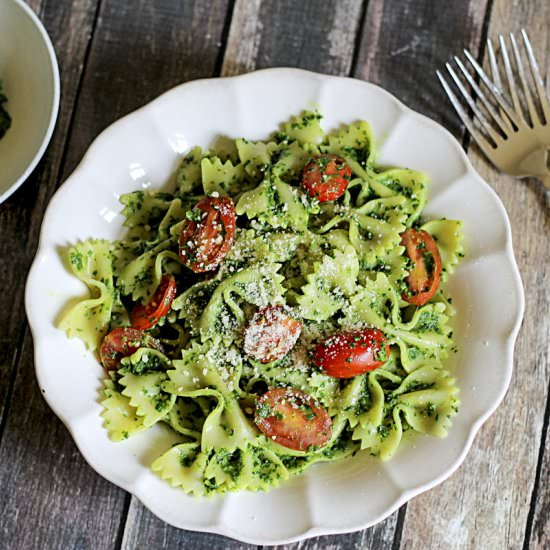 Healthy Kale Pesto Pasta - Recipe photo by MyOrganizedChaos