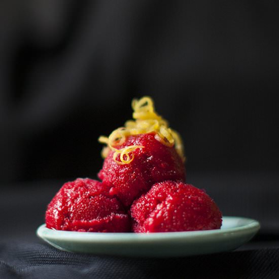 Raspberry Lemon Sorbet - Recipe photo by bitebymichelle