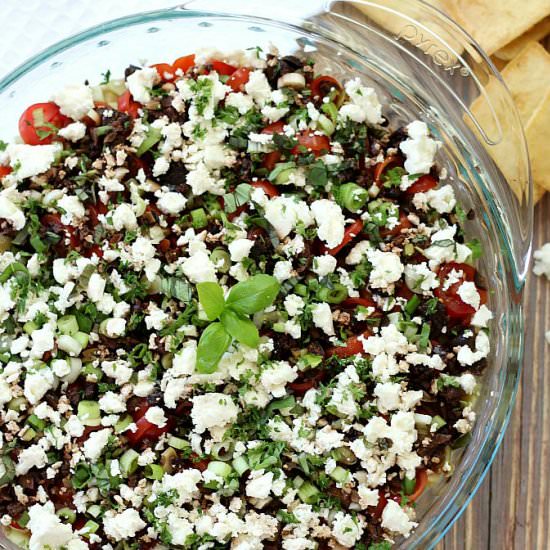 Ultimate Greek 7 Layer Dip - Recipe photo by gooddinnermom