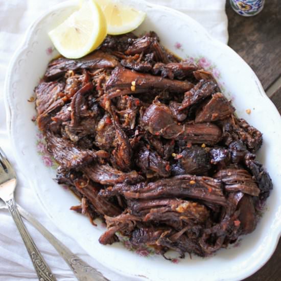 Shredded Balsamic Roast Beef - Recipe photo by mattersofthebelly