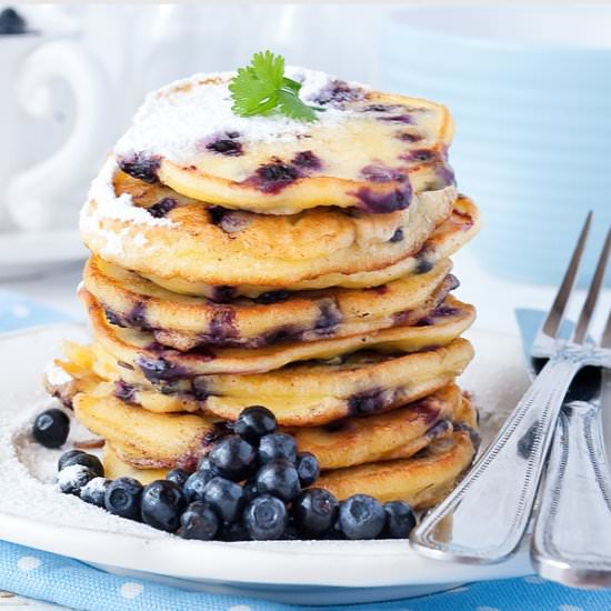 Blueberry pancakes - Recipe photo by wwwilovebakepl