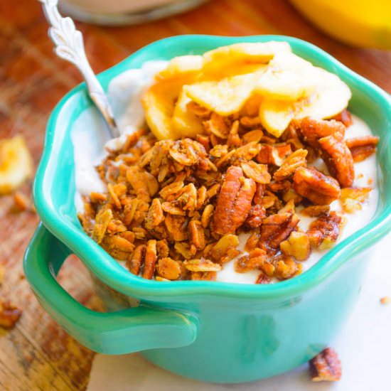 Maple Sesame Banana Pecan Granola - Recipe photo by The Nutritious Kitchen