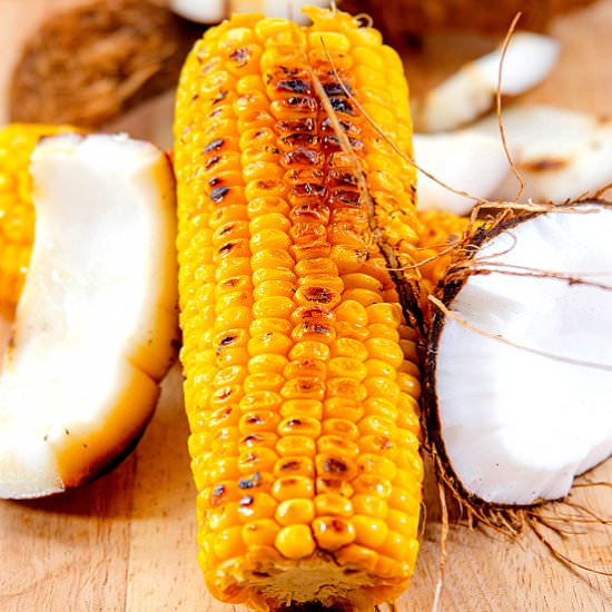 Roasted Sweet Corn with Coconut - Recipe photo by globalfoodbook