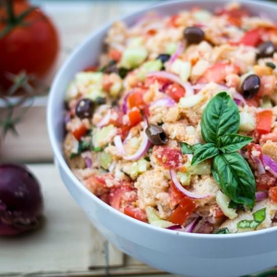 Panzanella (Tuscan Bread Salad) - Recipe photo by adashofoliveoil