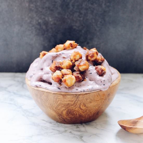 Blueberry Ice Cream with Hazelnuts - Recipe photo by Healthy Happened