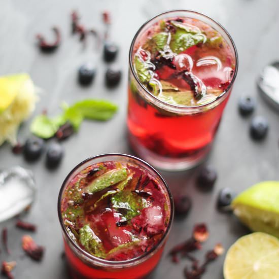 Blueberry Hibiscus Mojitos - Recipe photo by strictlydelicious