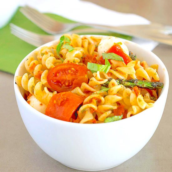 Grilled vegetable pesto pasta - Recipe photo by culinaryginger