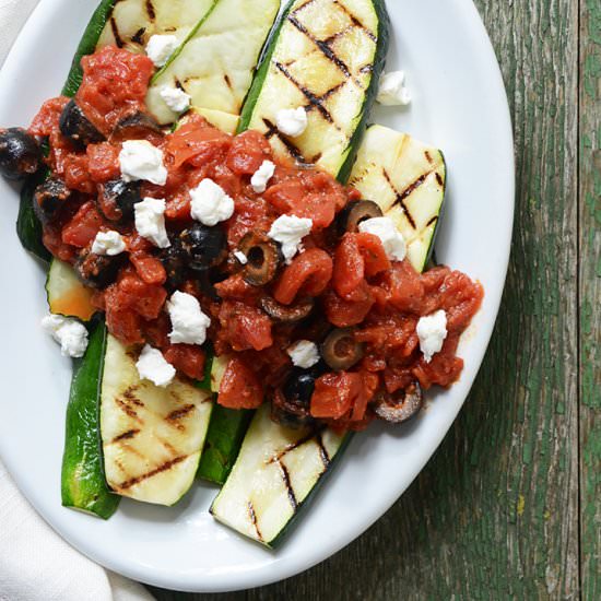 Grilled Zucchini with Sauce - Recipe photo by AnEdibleMosaic