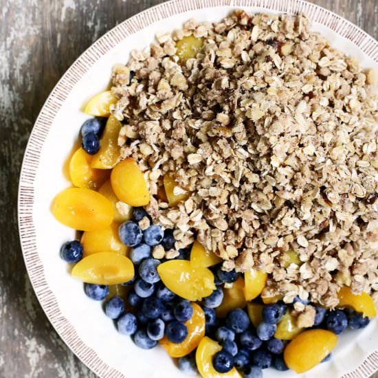 Plum and Blueberry Crisp - Recipe photo by yummybeet