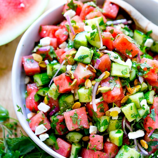 Moroccan Watermelon Salad - Recipe photo by Feasting at Home