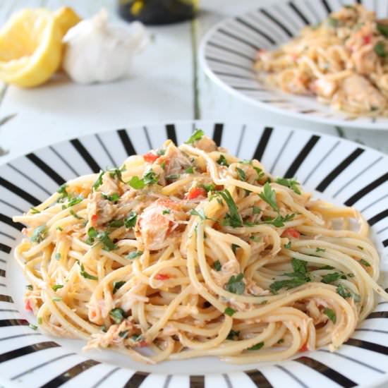 Crab Linguine - Recipe photo by EatDrinkCook