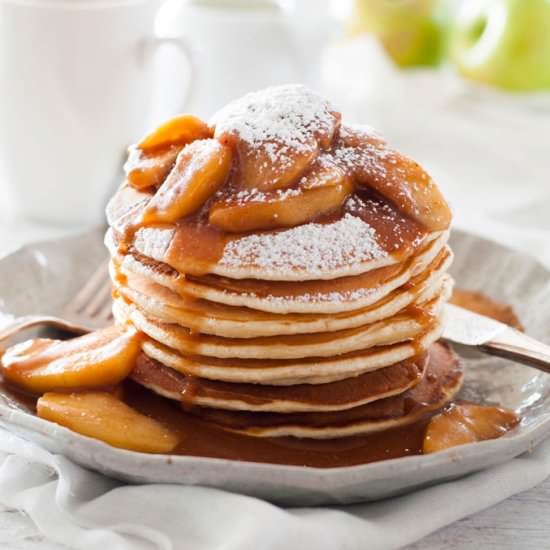 Pancakes w/ Cinnamon Apple Caramel - Recipe photo by OrgasmicChef
