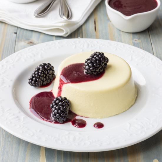 Corn Panna Cotta, Blackberry Sauce - Recipe photo by brisketandbagels