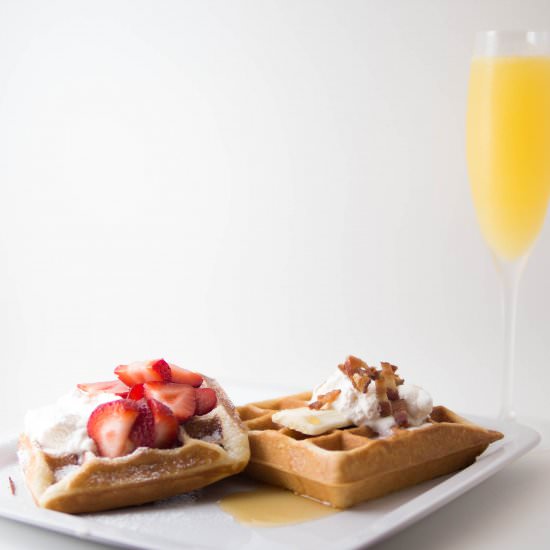 Strawberry & Bourbon Bacon Waffles - Recipe photo by forevernomday