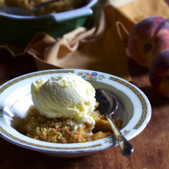 Peach Ginger Rosemary Brown Betty - Recipe photo by gourmandistan