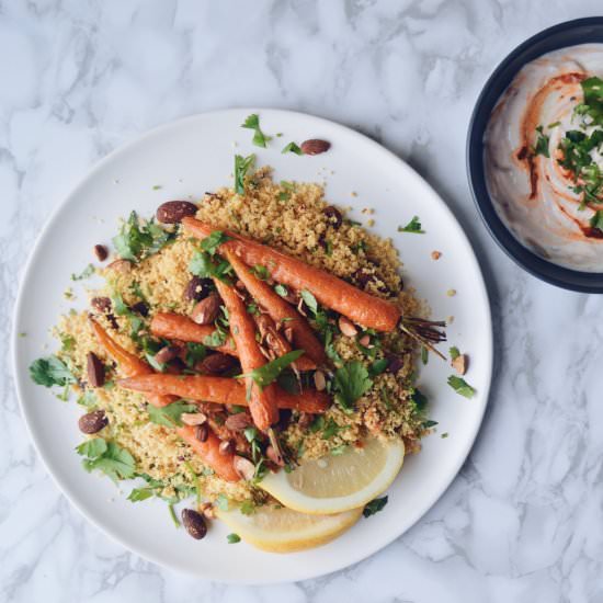 Roast Carrots with Pilaf & Harissa - Recipe photo by The Gluten Free Table