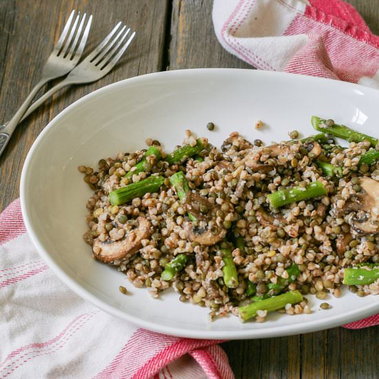 Asparagus cremini buckwheat salad - Recipe photo by chelseashealthykitchen