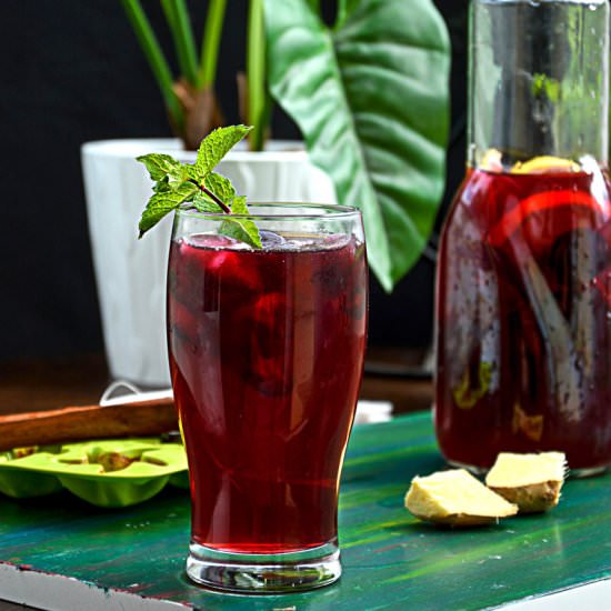 Cherry-Berry Iced Tea - Recipe photo by Anu@MyGingerGarlicKitchen