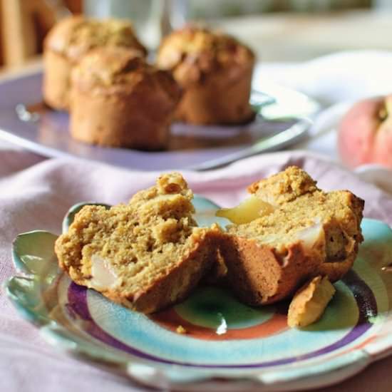 Peach and Hazelnut Muffins - Recipe photo by Healthy Epicurean