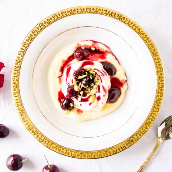 île Flottante with Fresh Cherries - Recipe photo by monpetitfour