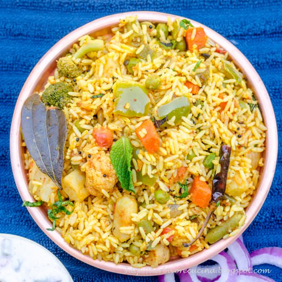 Mixed Vegetable Pulao - Recipe photo by Herbivore Cucina