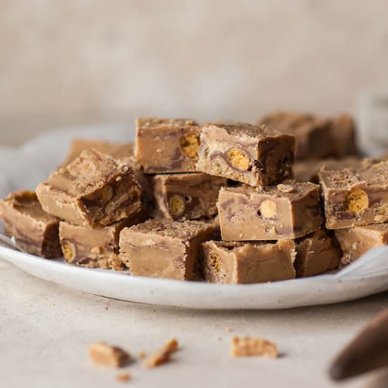 Fudge with malted balls - Recipe photo by drizzleanddip